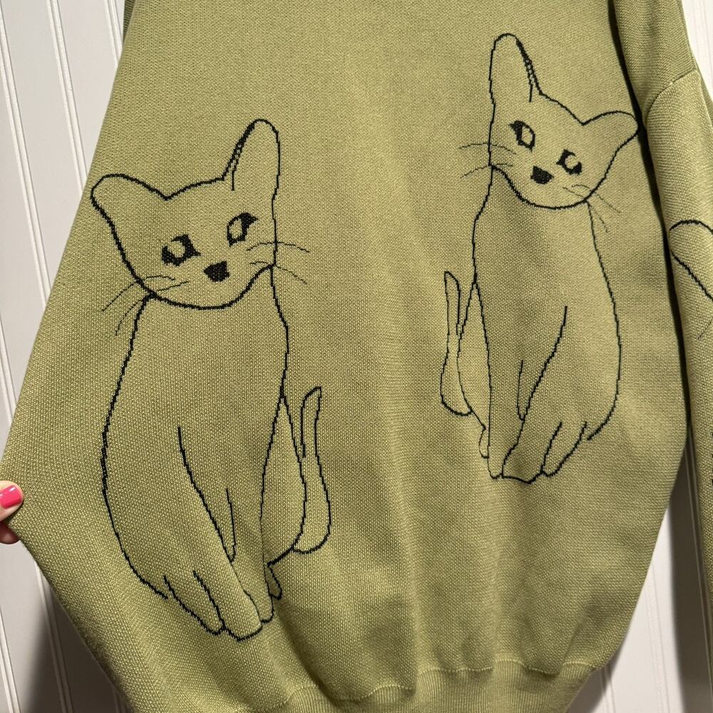 Shein Green Cat Sweater Size XXL - Picture 2 of 5